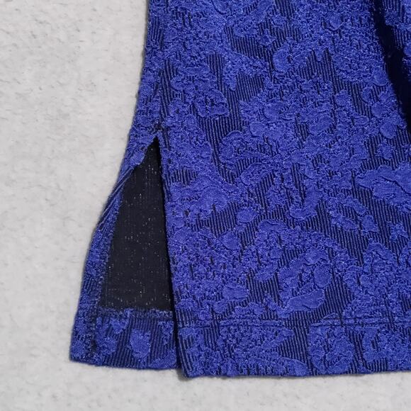 Chicos Travelers Size 0 (Small/4) Jacquard Button Up Blouse Jacket Blue Made USA - Picture 8 of 15